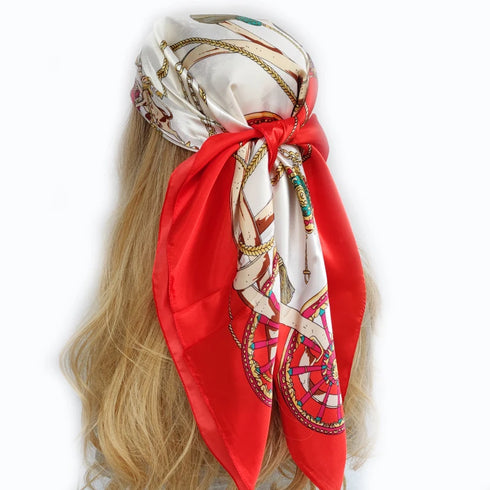 90*90cm Silk Scarf Headwraps For Women Fashion Accessory
